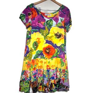 Jams World Hattie Mixed Print Dress Poppy Size Large Vintage Hawaiian Tropical
